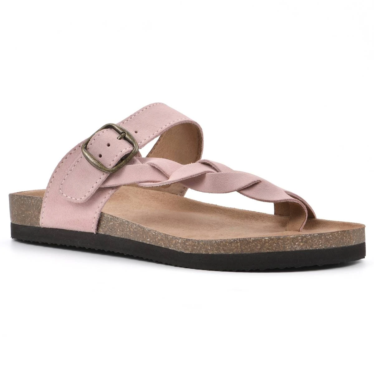 Womens White Mountain Crawford Suede Footbed Sandals