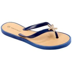 Womens Ashley Blue Starfish Flip Flop Sandals