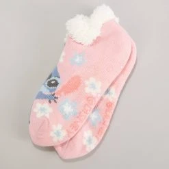 Slippers Womens Disney Lilo & Stitch Velour Anklet Cozy Slipper Socks