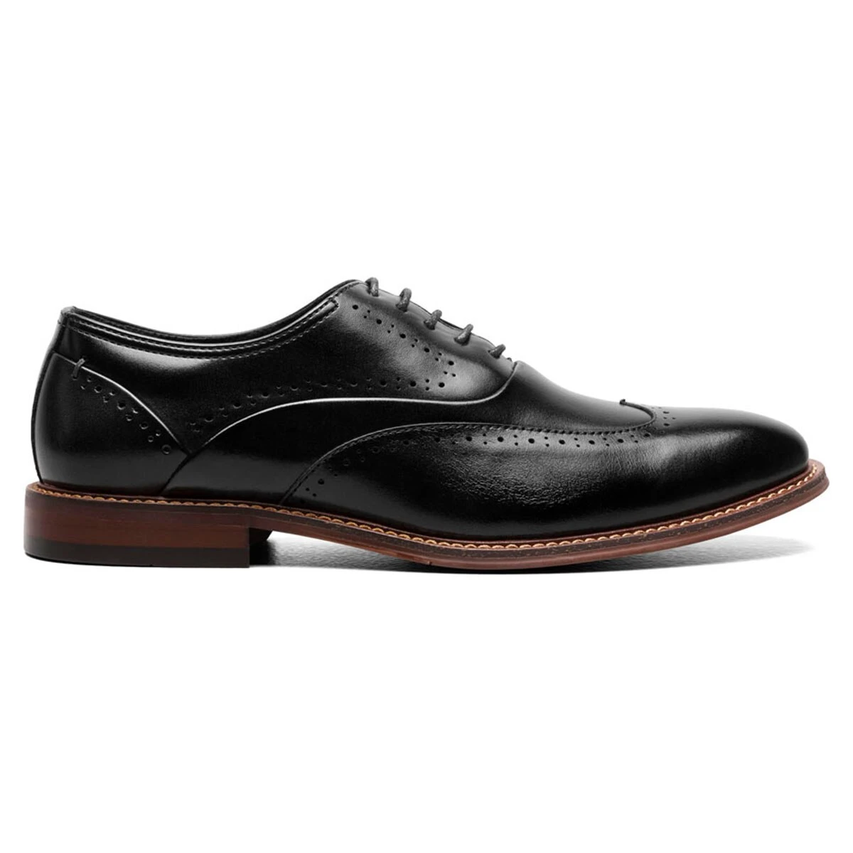 Dress Shoes Mens Stacy Adams Macarthur Wingtip Oxfords - Black Smooth - Image 2