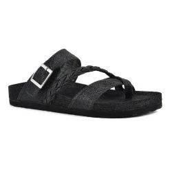 Womens White Mountain Hazy Glitter Footbed Sandals