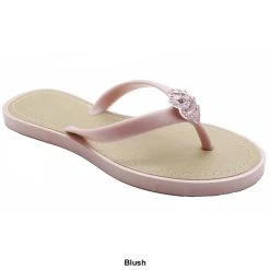 Womens Ashley Blue Iris Rhinestone Flower Jelly Flip Flop Sandals -BEARPAW® Store 27829872 9788 45df b960 84e18a883039