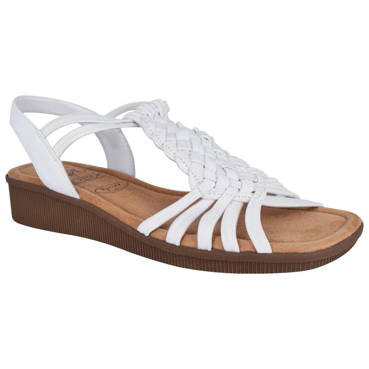 Womens Impo Rosette Stretch Strappy Solid Sandals