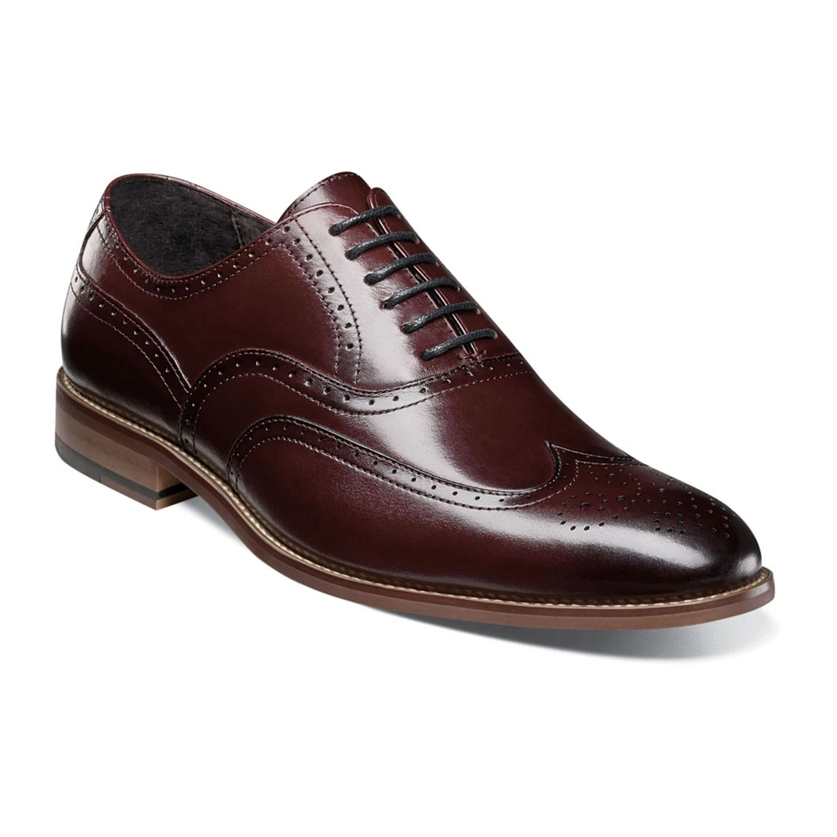 Dress Shoes Mens Stacy Adams Dunbar Wingtip Oxfords - Burgundy