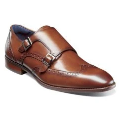 Dress Shoes Mens Stacy Adams Karson Wingtip Double Monk Strap Shoes - Cognac