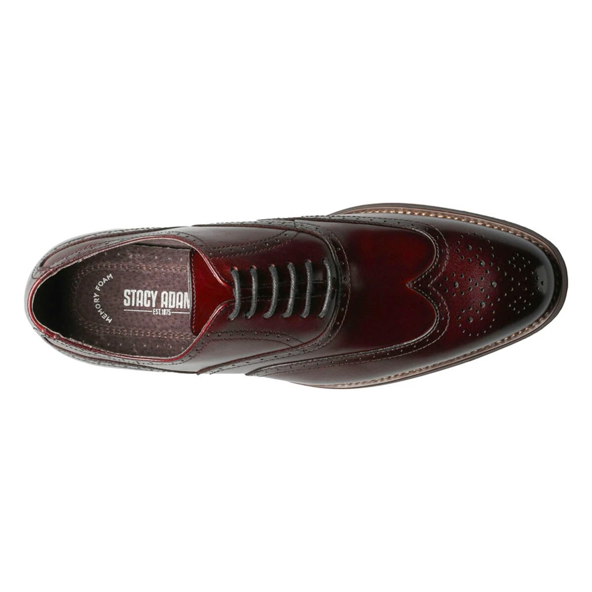 Dress Shoes Mens Stacy Adams Dunbar Wingtip Oxfords - Burgundy - Image 4