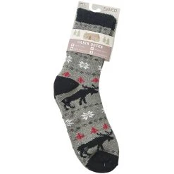 Slippers Mens Davco Grey Moose Slipper Socks
