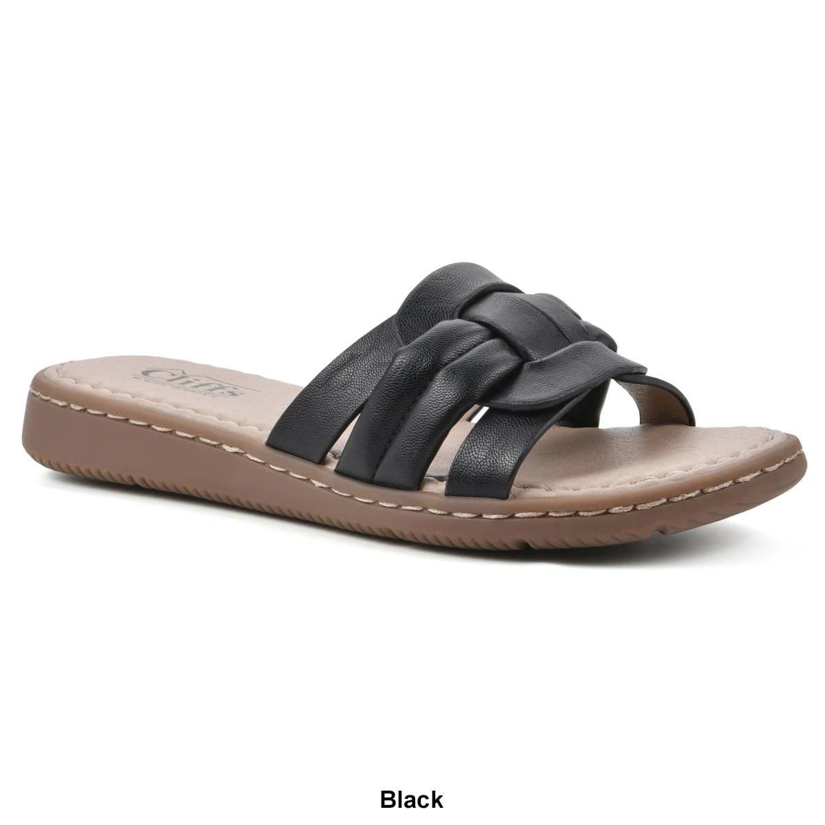 Womens Cliffs By White Mountain Squarely Smooth Slide Sandals - Image 6