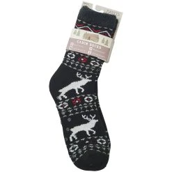 Slippers Mens Davco Black Deer Slipper Socks