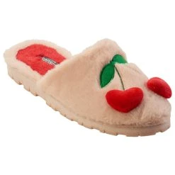 Womens Kensie Faux Fur Slippers - Blush