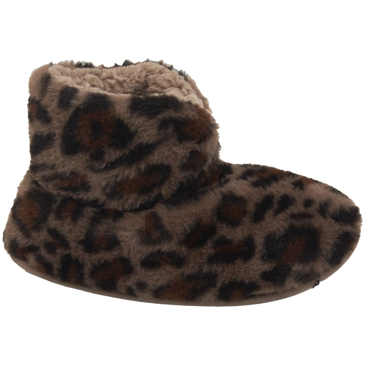 Womens Capelli New York Leopard Faux Fur Boot Slippers - Image 2