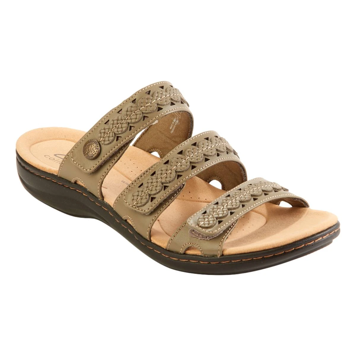 Womens Clarks® Laurie Ann Bella Olive Slide Sandals