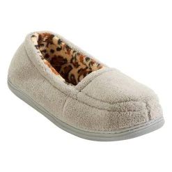 Womens Aerosoles Micro Terry Closed Back Slippers – Grey/Leopard