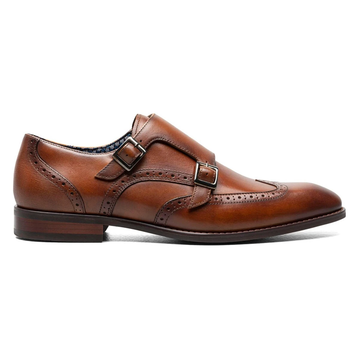 Dress Shoes Mens Stacy Adams Karson Wingtip Double Monk Strap Shoes - Cognac - Image 2