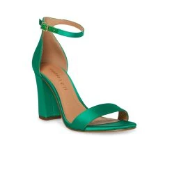 Womens Madden Girl Beella Sling Back Sandals - Green Satin