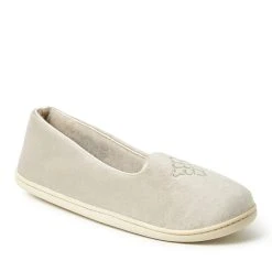 Womens Dearfoams® Microfiber Velour Closed Back Slippers - Pewter