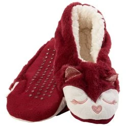 Slippers Womens Capelli New York Fox Faux Fur Pull On Slipper Socks
