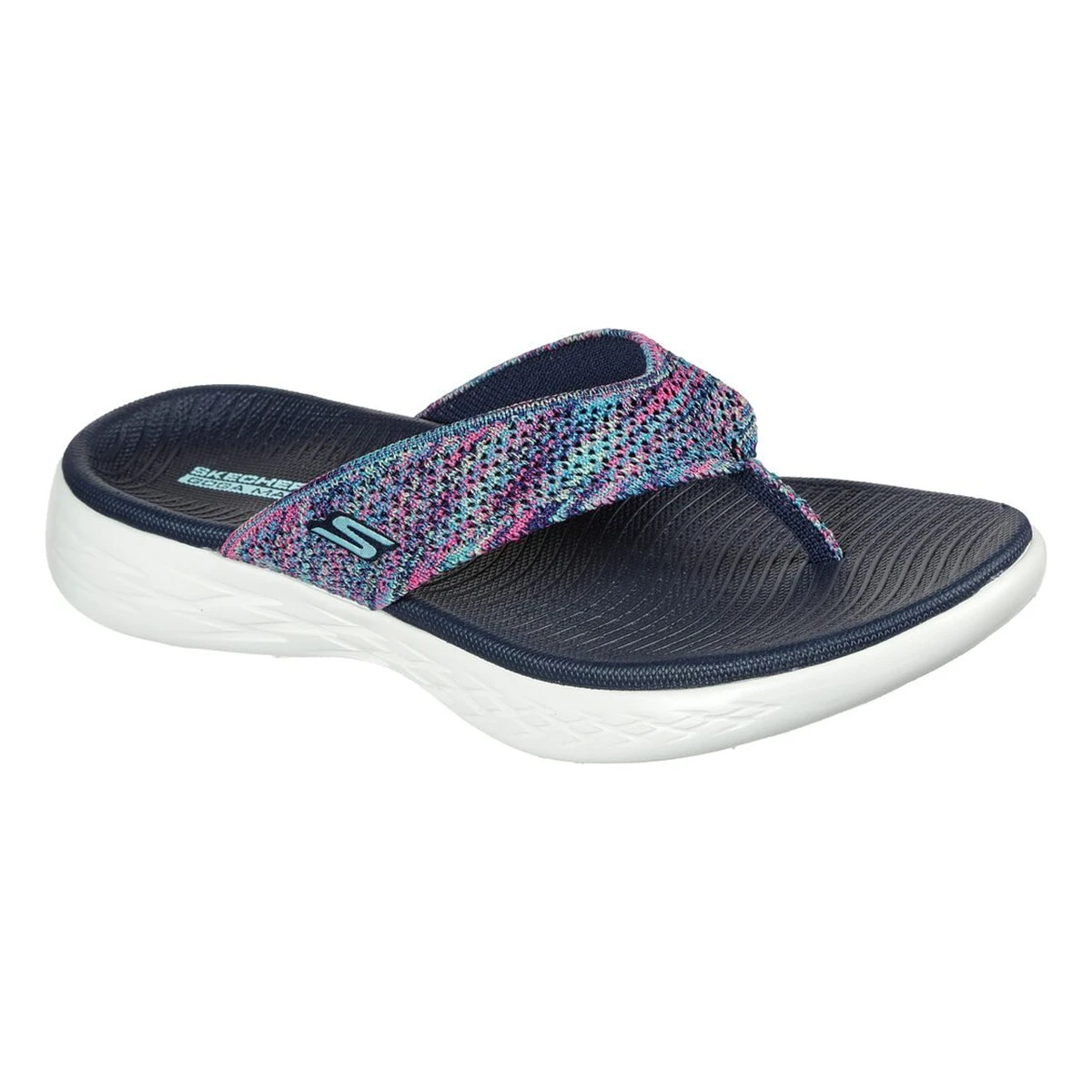 Sandals Womens Skechers On-The-Go 600 Multi Knit 3 Point Flip Flops