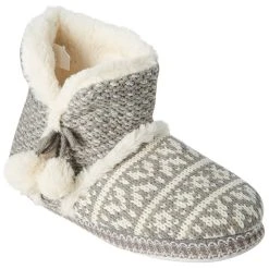 Capelli New York Multi Knit Boot Slippers With Poms