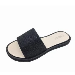 Womens Ashley Blue Rhinestone Slide Sandals