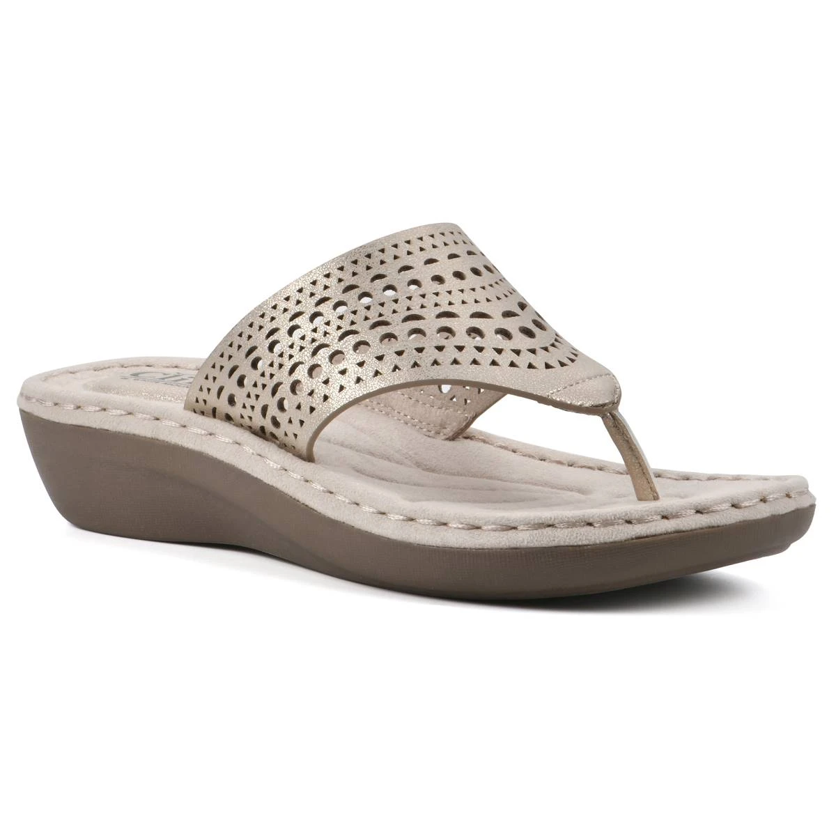 Sandals Womens Cliffs By White Mountain Compact Metallic Flip Flops