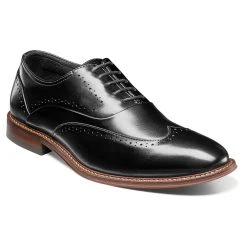Dress Shoes Mens Stacy Adams Macarthur Wingtip Oxfords - Black Smooth