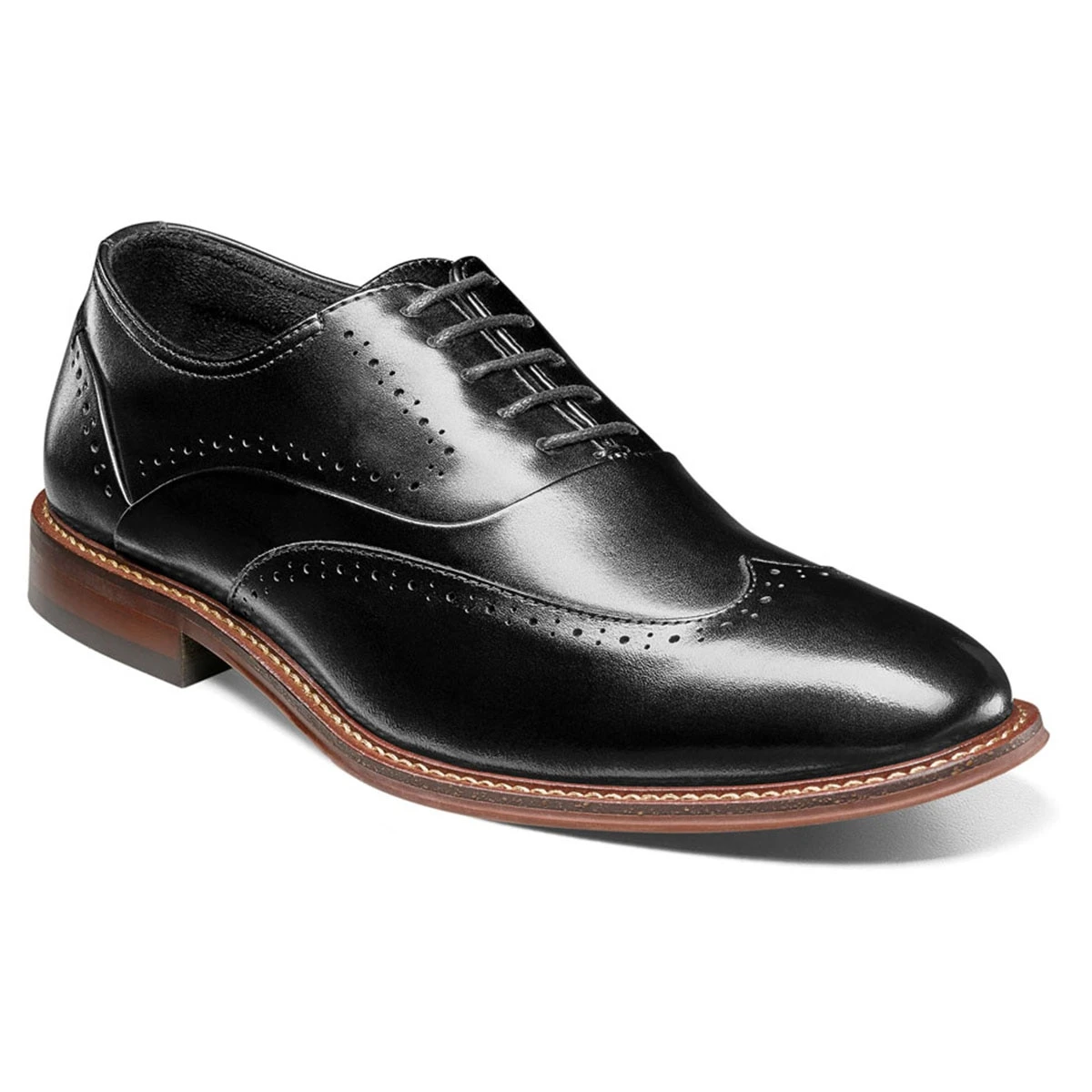 Dress Shoes Mens Stacy Adams Macarthur Wingtip Oxfords - Black Smooth