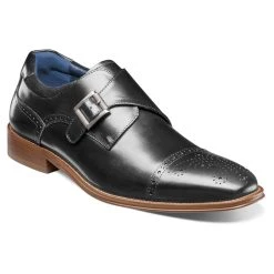 Dress Shoes Mens Stacy Adams Mathis Single Monk Strap Oxfords - Black