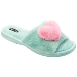 Womens Kensie Faux Fur Slide Slippers With Heart