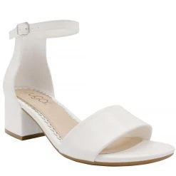Womens Sugar Noelle Low Block Heel Slingback Sandals- White