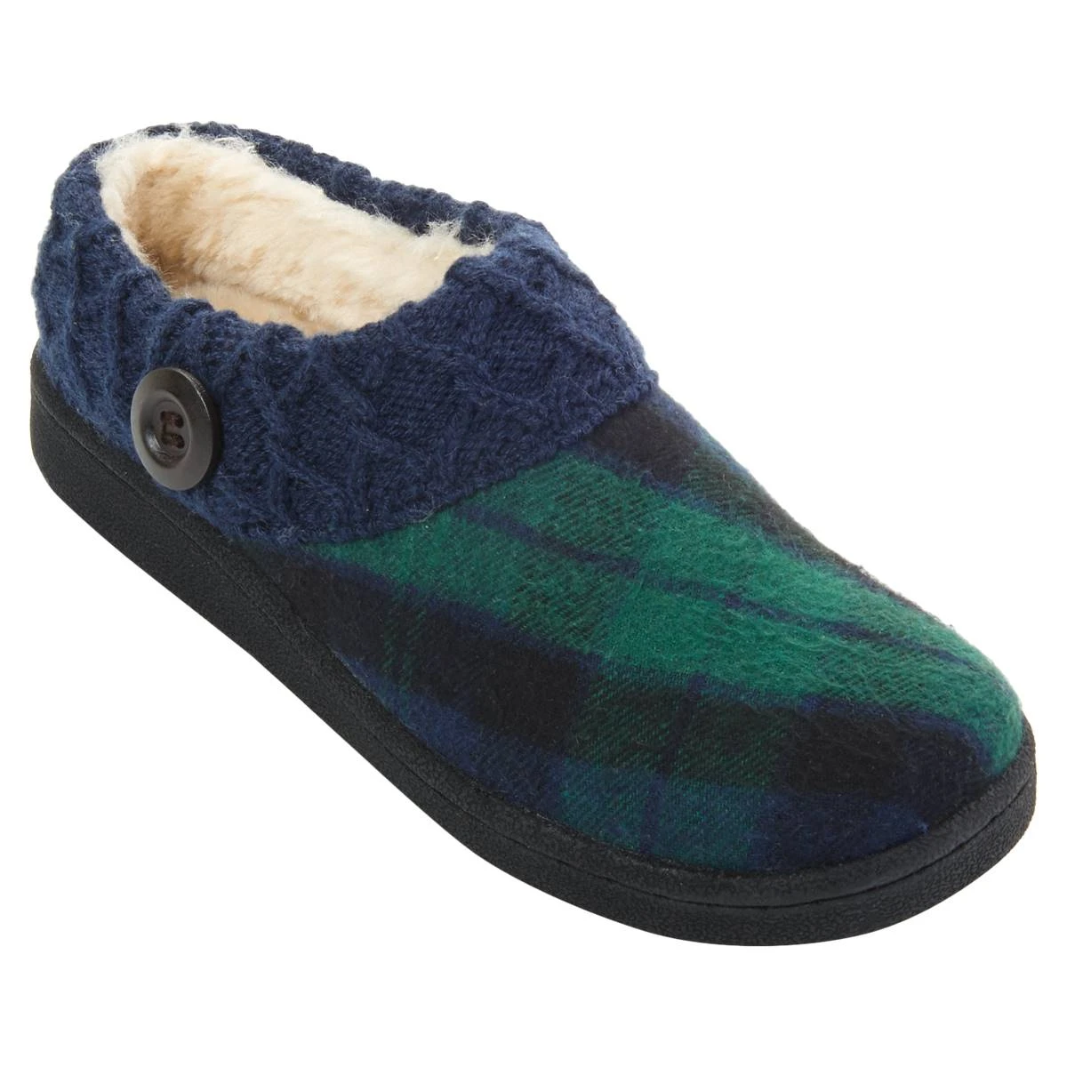 Womens Clarks® Nikki Plaid Scuff Slippers