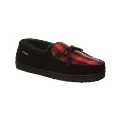 Mens BEARPAW® Moc II Black Plaid Slippers