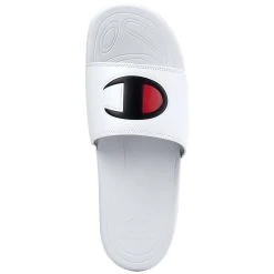 Mens Champion Mega Slide Sandals - White/Black/Scarlet -BEARPAW® Store ed2eaa7a 3fe1 400e 9656 8d58b7dde0ff