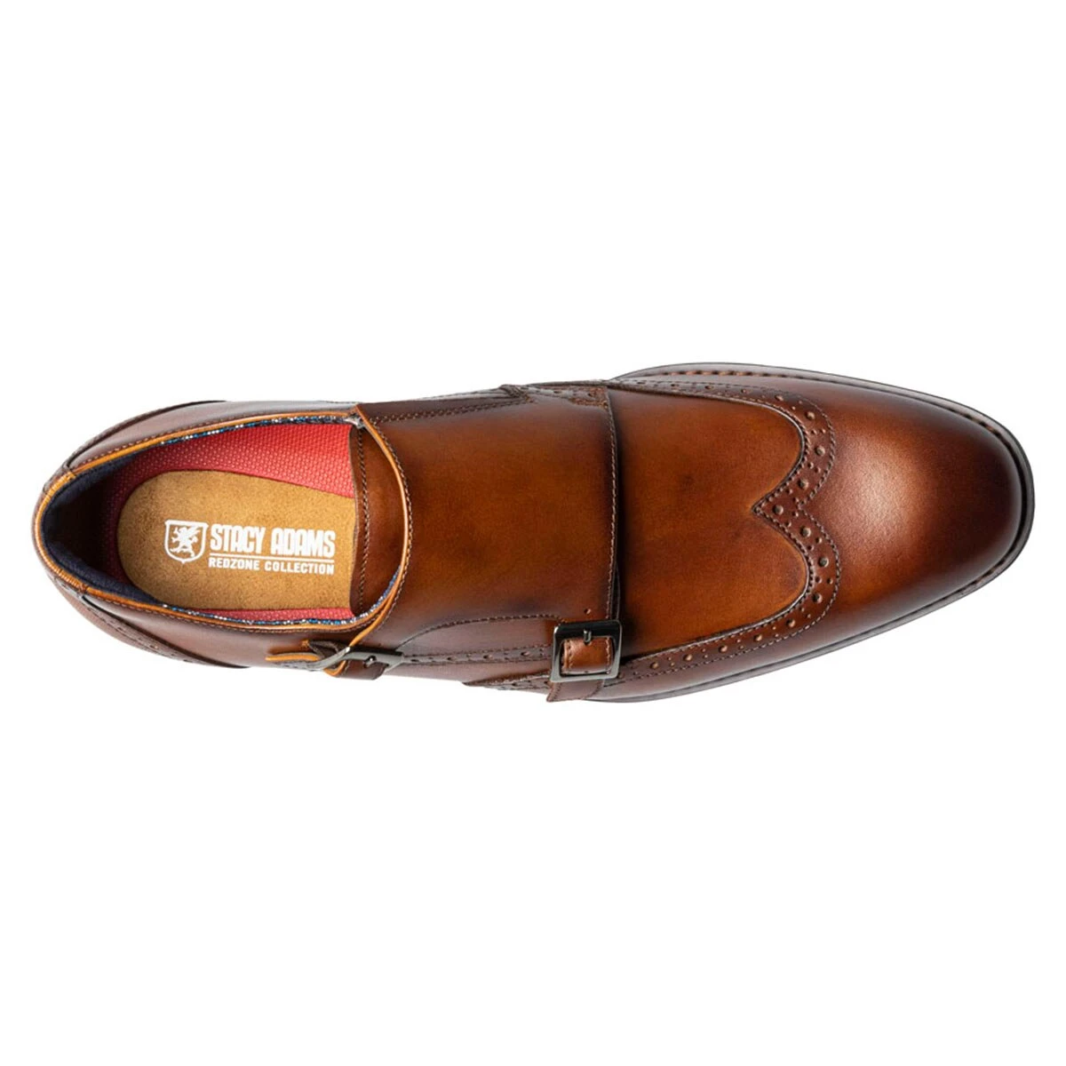 Dress Shoes Mens Stacy Adams Karson Wingtip Double Monk Strap Shoes - Cognac - Image 4