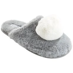 Slippers Womens Ellen Tracy Faux Fur Slide With Pom
