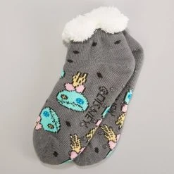 Slippers Womens Disney Lilo & Stitch Faces Cozy Short Slipper Socks